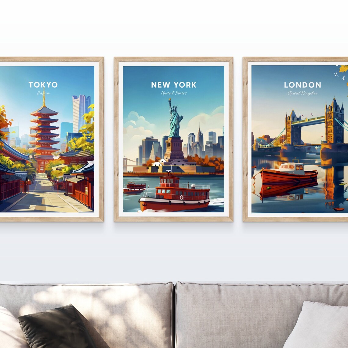 New York Statue of Liberty Harbor Ferries Skyline View Poster - Image 3