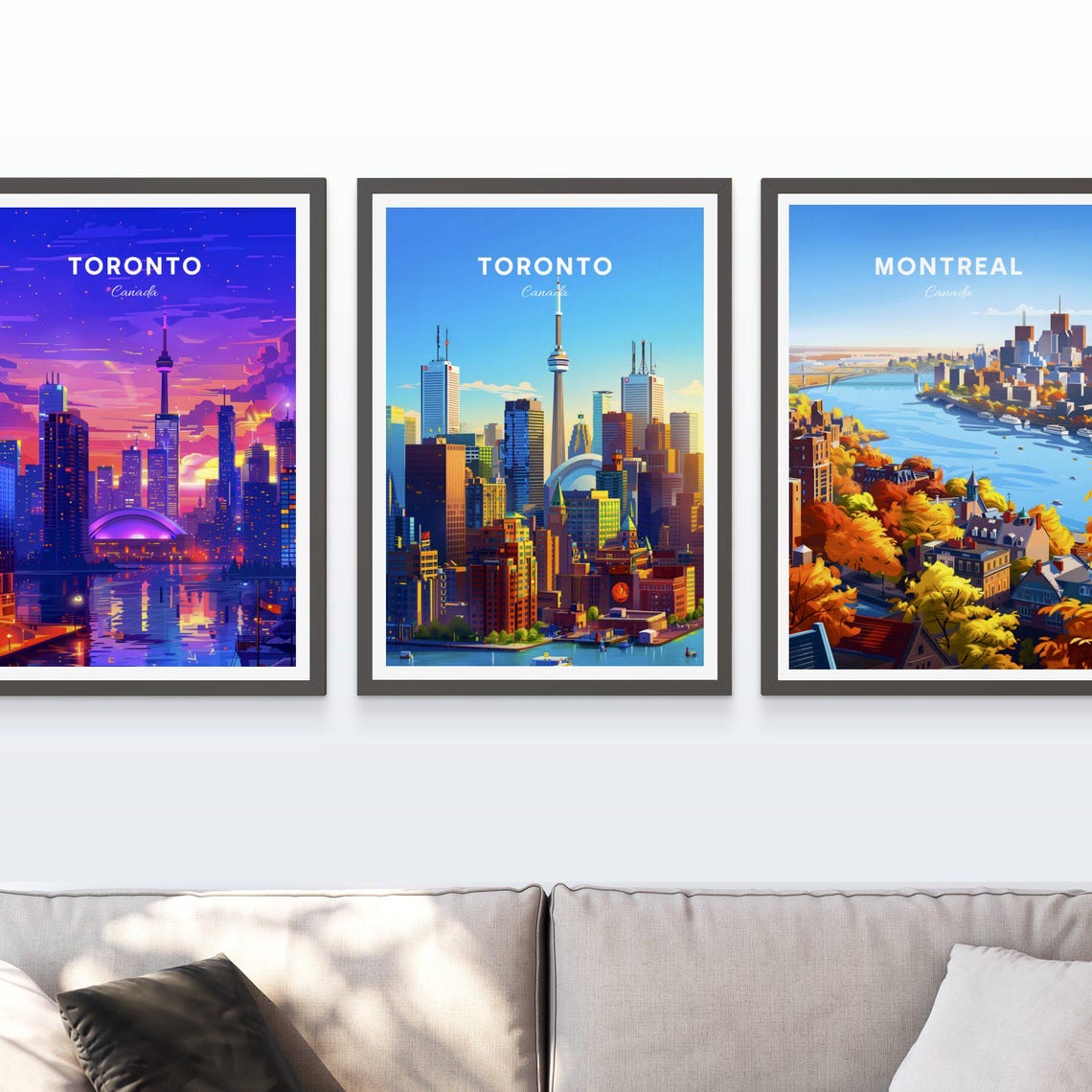 Toronto Canada Sunny Downtown Skyline with CN Tower Harbor Poster - Image 3