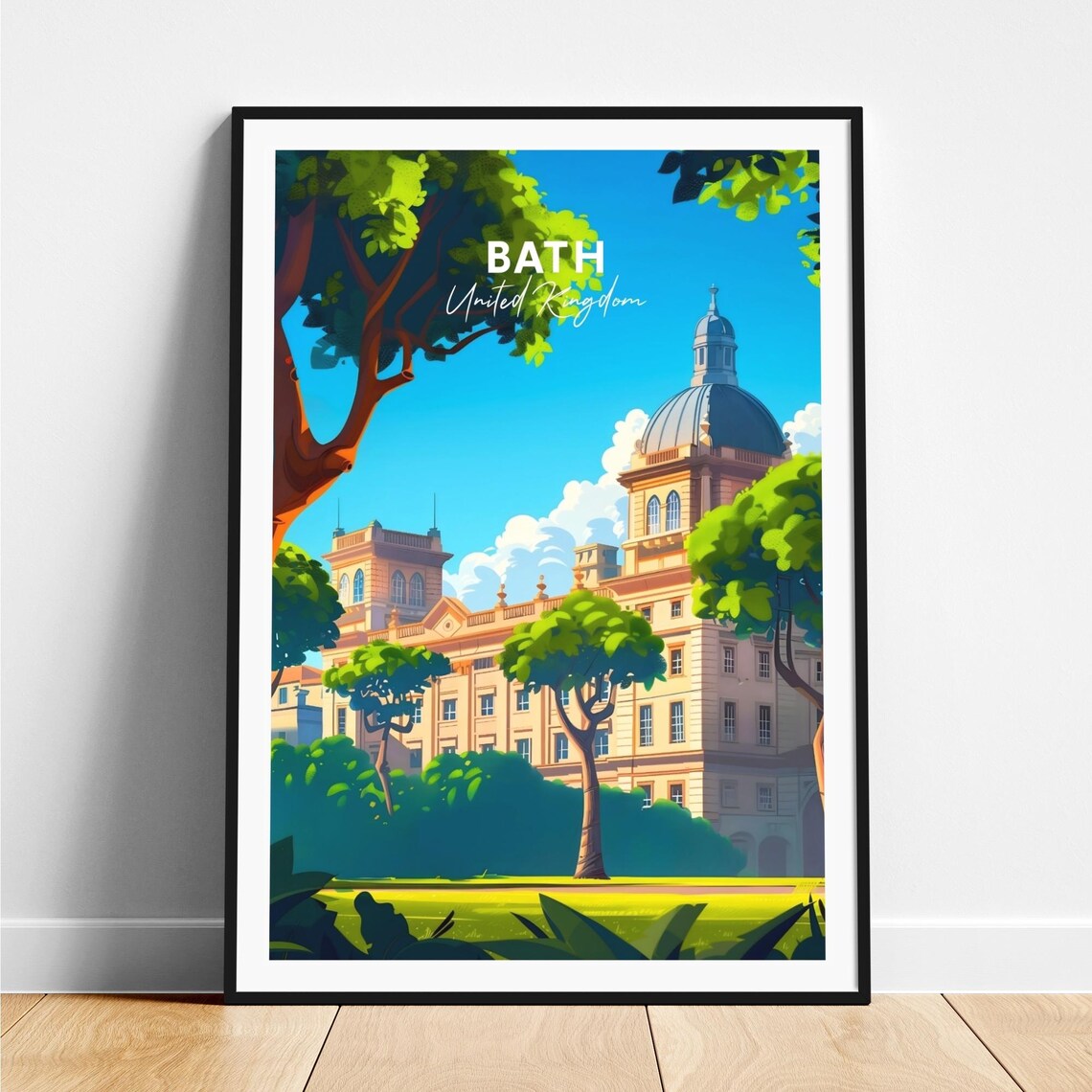 Bath England Georgian Architecture Gardens Trees Travel Poster