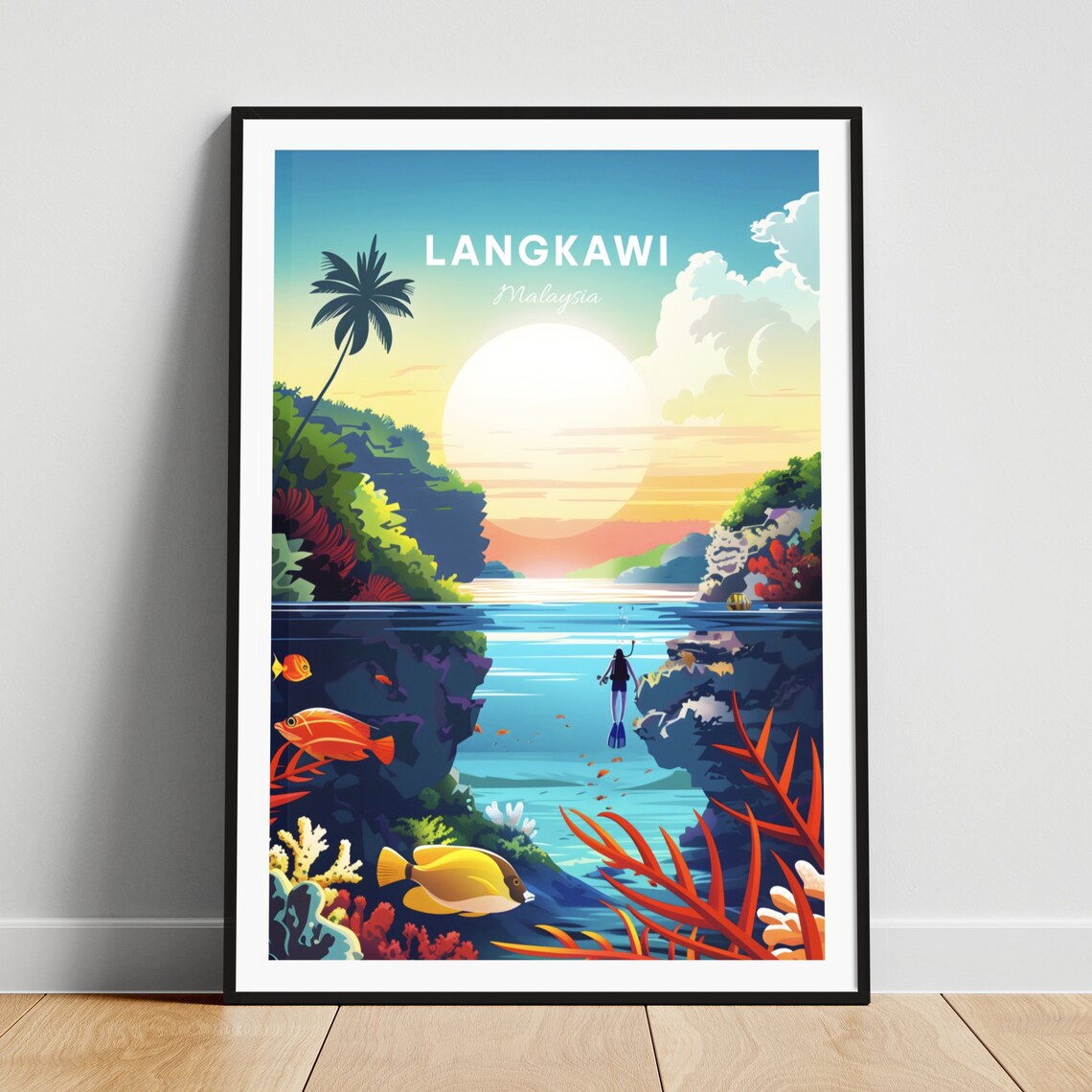 Langkawi Malaysia Underwater Coral Reef Snorkel Adventure Poster