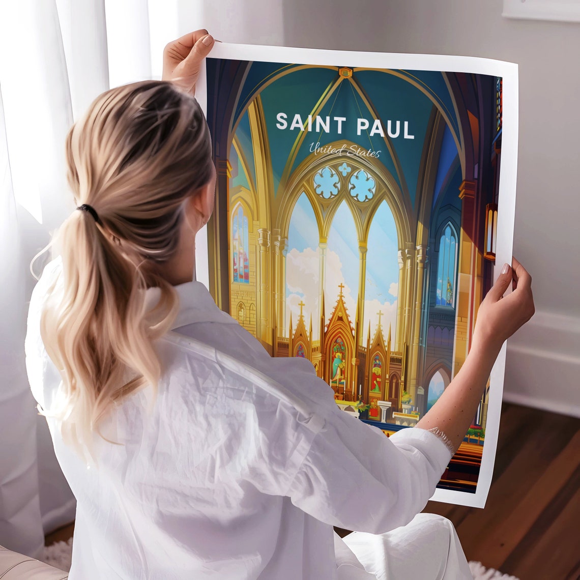 Saint Paul Travel Print Us Wall Art Saint Paul Cathedral Minnesota Poster Personalized Gift Wedding Gift Custom Text - Image 3