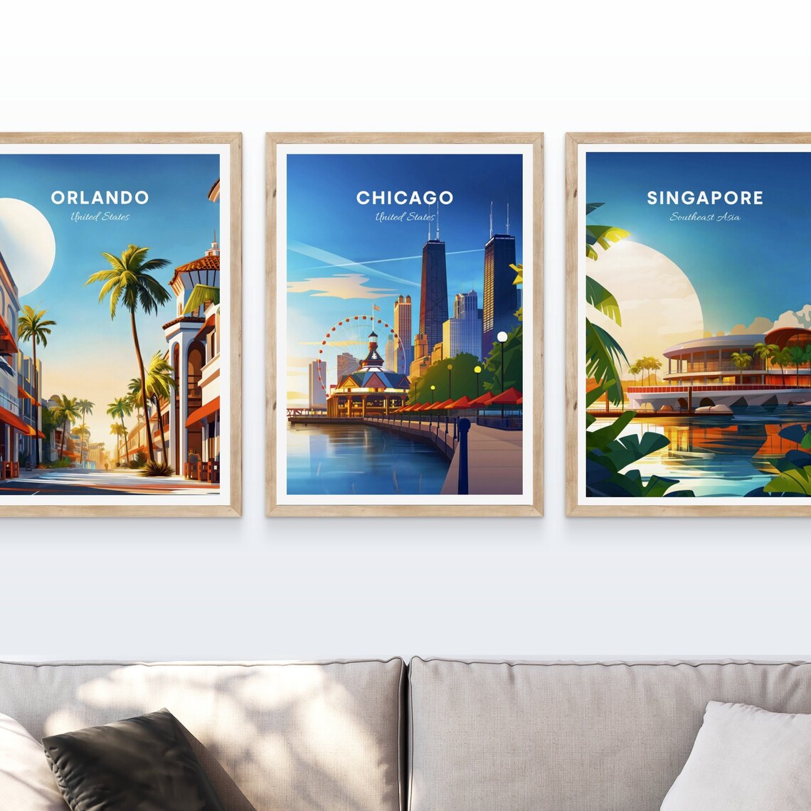 Chicago Illinois Navy Pier Ferris Wheel Lakefront Travel Art Poster - Image 4