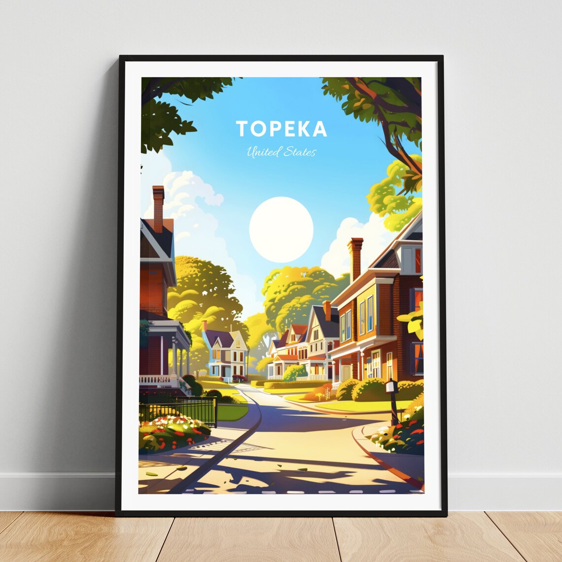 Topeka United States Sunny Historic Home Lined Street Poster