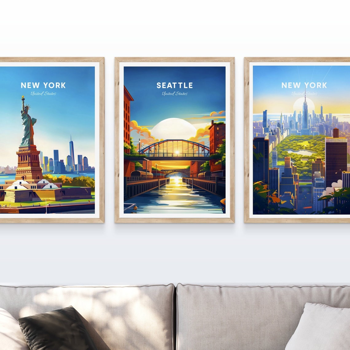 Seattle Sunset Canal Bridge Brick Waterfront Golden Hour Poster - Image 4