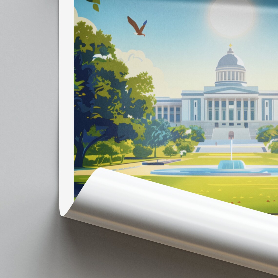 Lincoln United States Capitol Dome Daytime Fountain Lily Pond Poster - Image 2