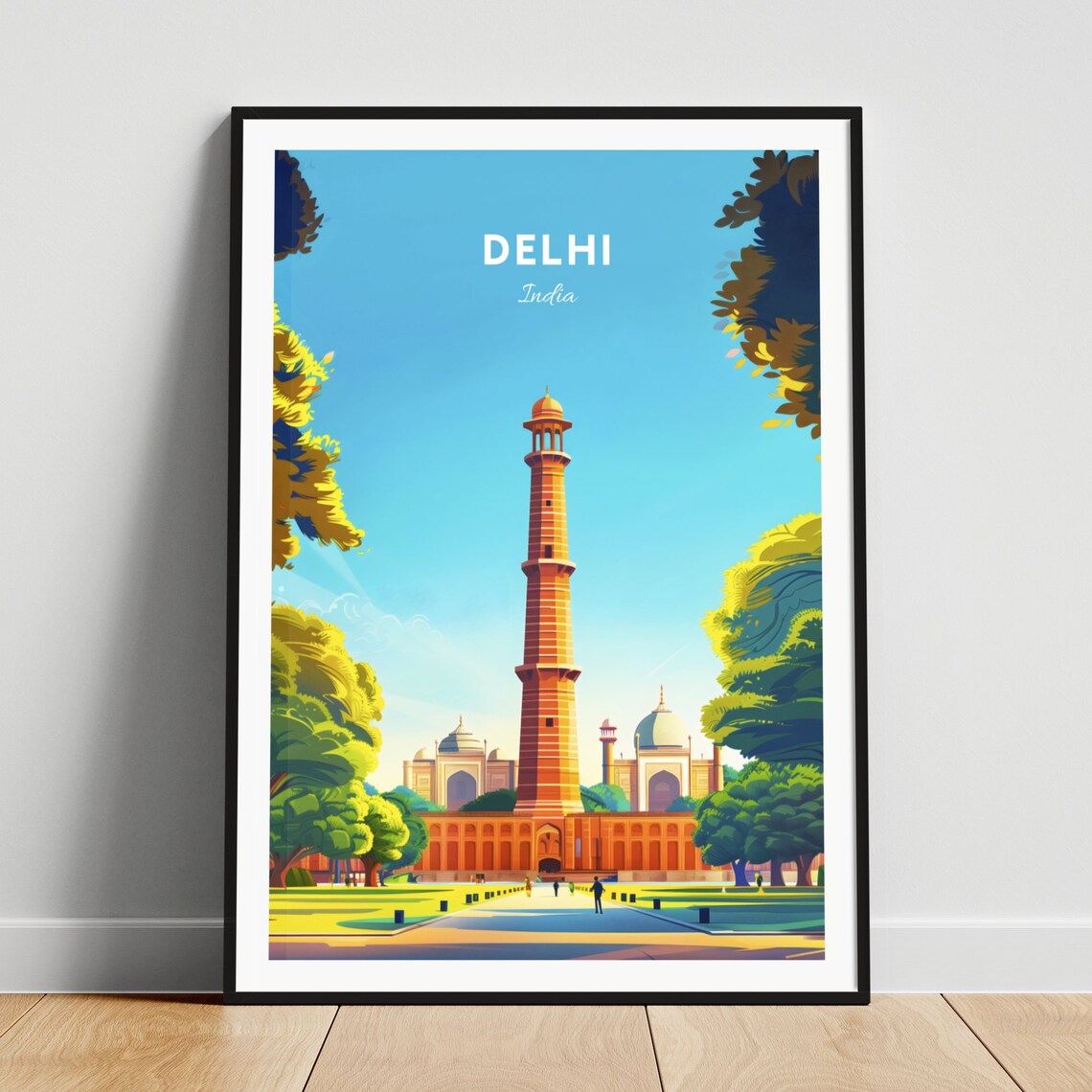 Delhi India Historic Red Sandstone Minaret Tower Park Poster