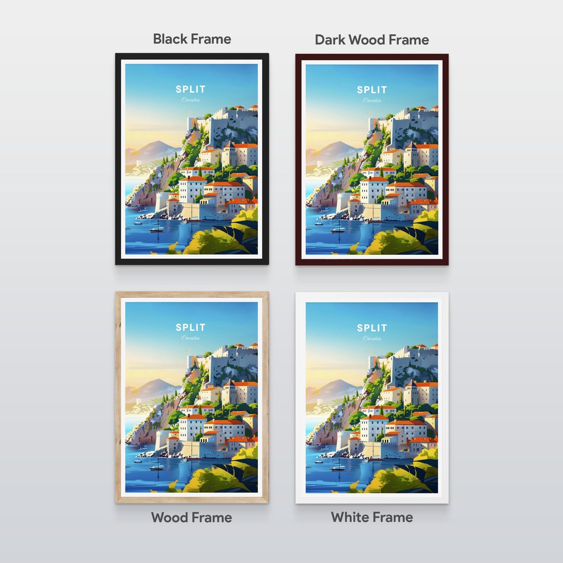 Split Croatia Hilltop Old Town Fortress Sunset Harbor Poster - Image 2