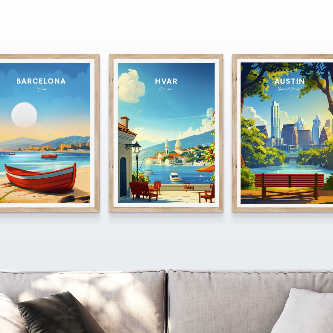 Hvar Croatia Seaside Terrace Church Spires Harbor View Poster - Image 4