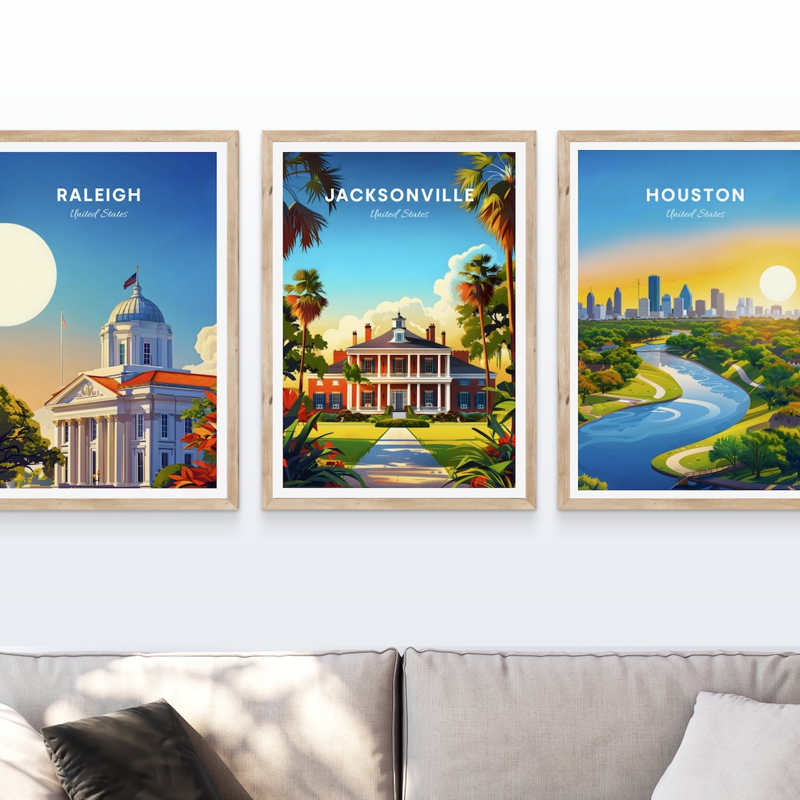Jacksonville Florida Historic Mansion with Palms Travel Poster - Image 4