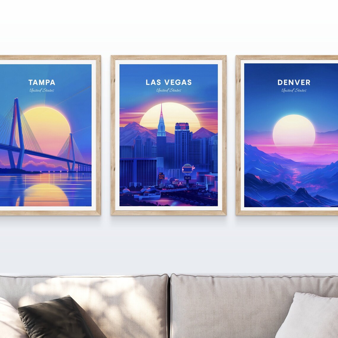 Las Vegas Nevada Night Skyline Neon Glow City Retro Vintage Poster - Image 4
