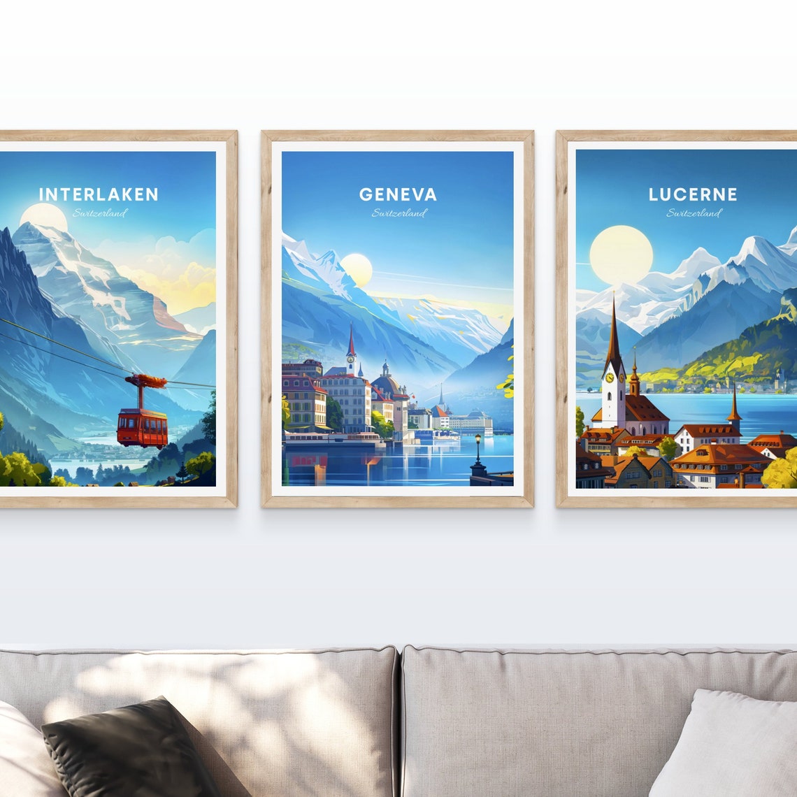 Geneva Switzerland Old Town Harbor Golden Alpine Dawn Poster - Image 4