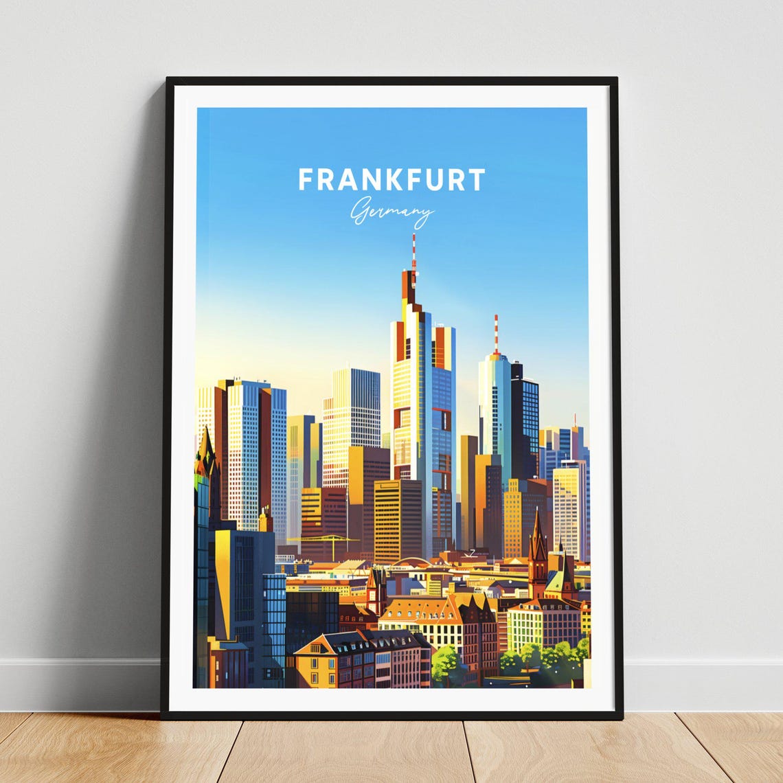 Frankfurt Germany Modern Skyline Skyscraper City View Poster