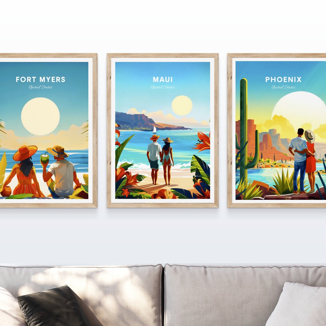 Maui Hawaii Beach Couple Romantic Tropical Sunset Travel Poster Art - Image 4