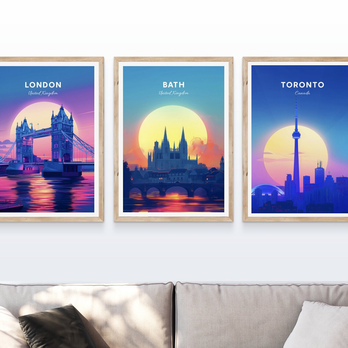 Bath Abbey Riverside Sunset Stone Bridge Silhouette Art Poster - Image 4