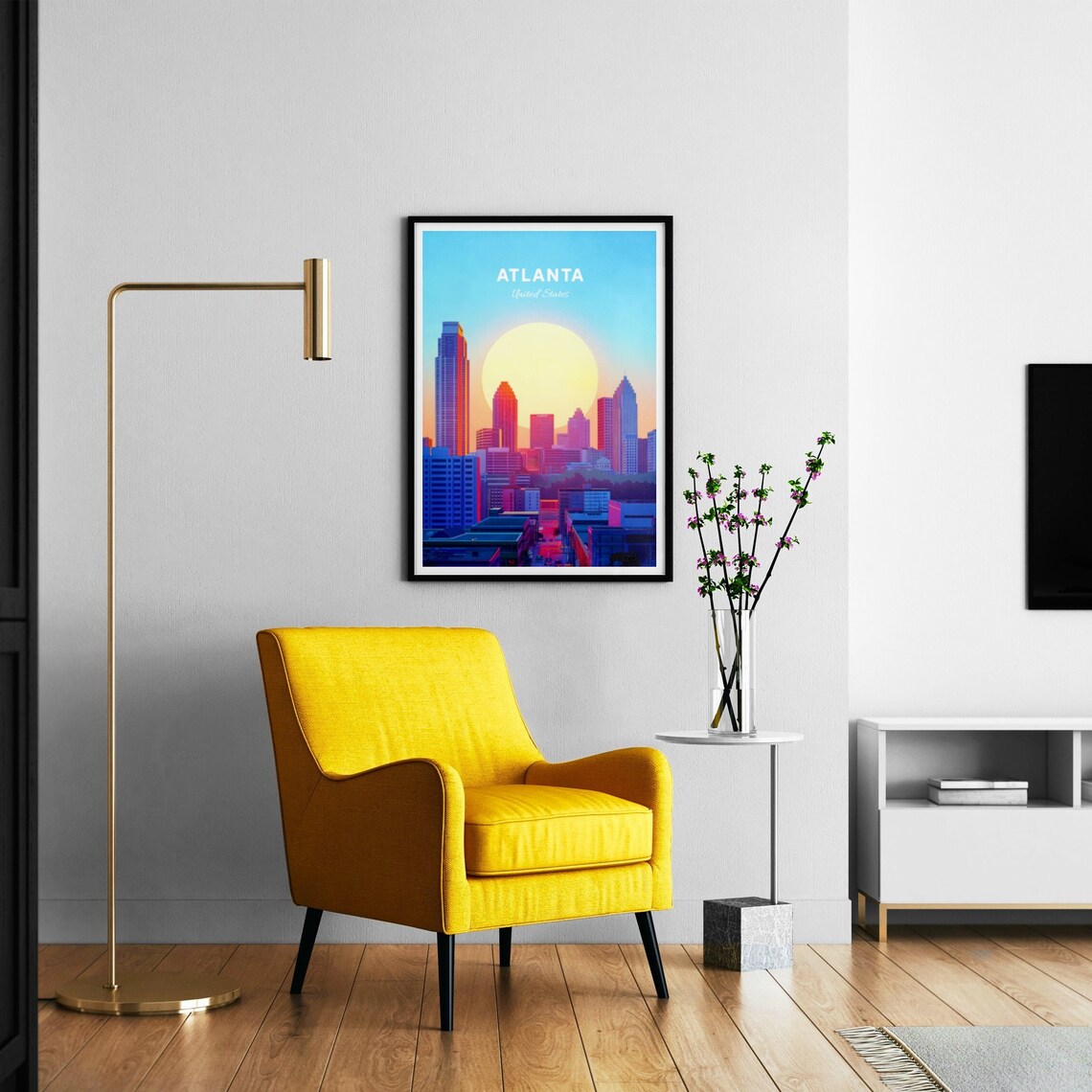 Atlanta Georgia Downtown Sunset Street Skyscraper Scene Poster - Image 3