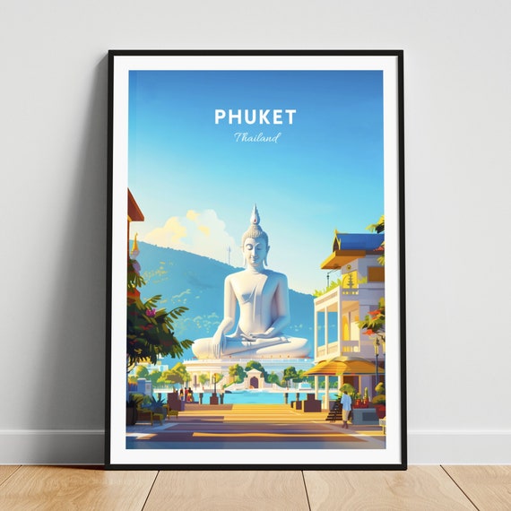 Phuket Travel Print Thailand Wall Art Phuket Poster Big Buddha Phuket Personalized Gift Poster Minimalist Poster Wedding Gift