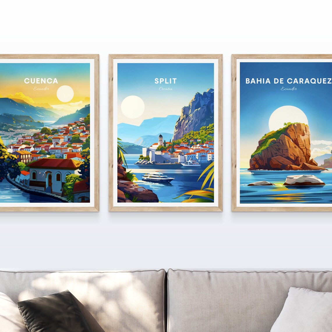 Split Croatia Sunny Harbor Fortress Cruise Ships Cliff View Poster - Image 4