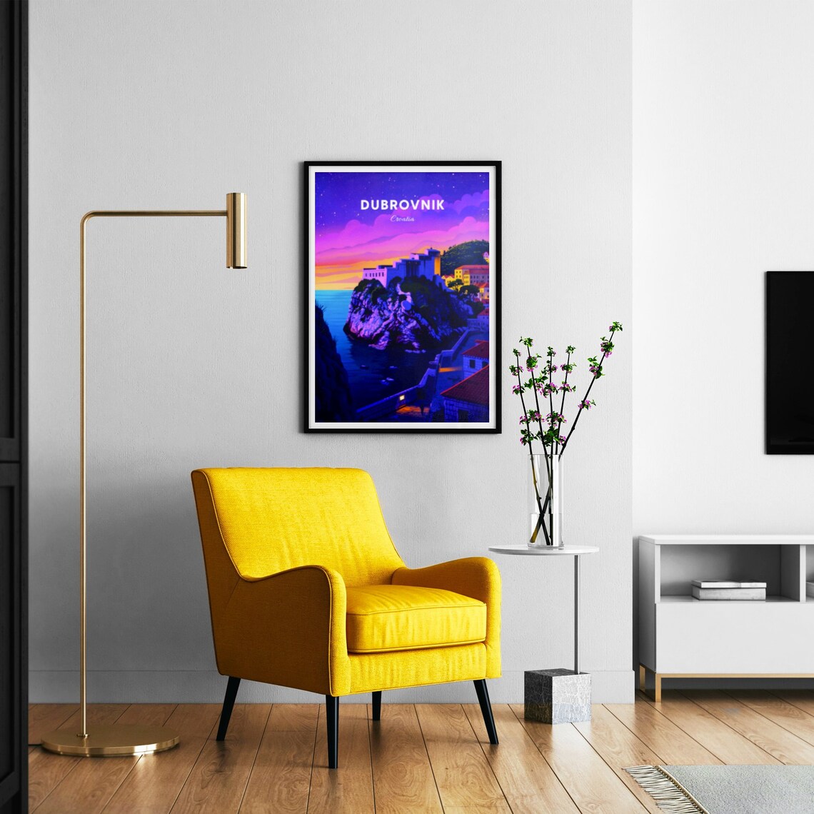 Dubrovnik Croatia Starry Night Fortress Purple Sunset Poster - Image 3