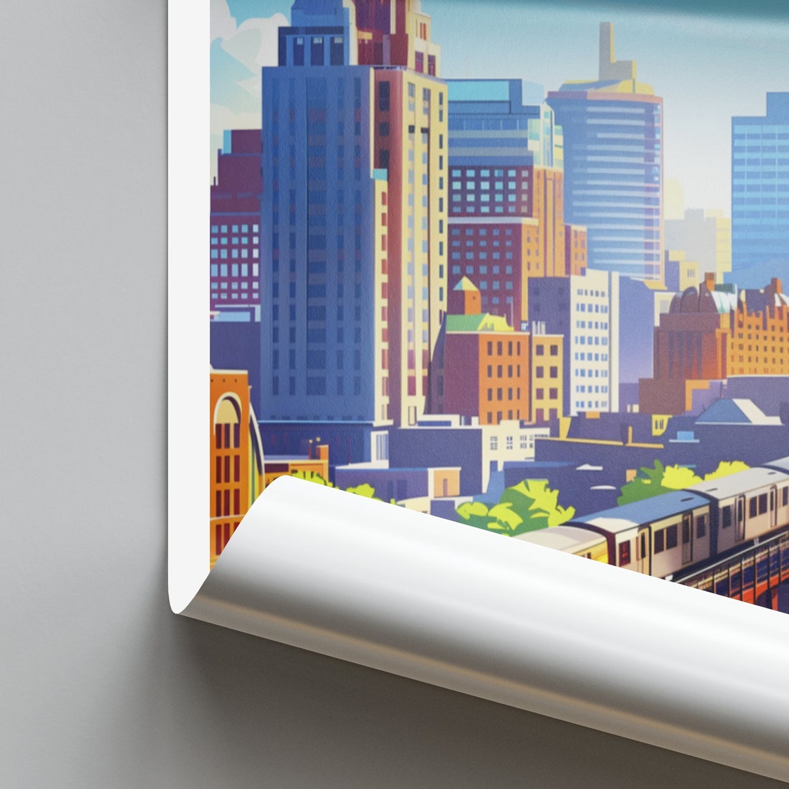 Richmond Elevated Train on a Red Trestle Bridge Daytime Poster - Image 2