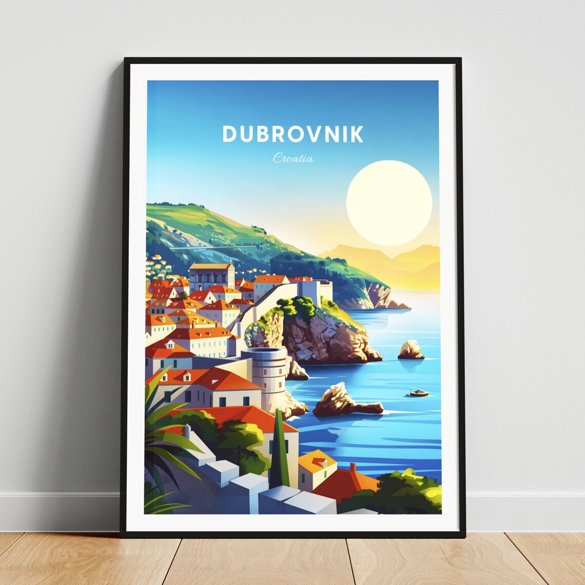 Dubrovnik Croatia Medieval Old Town Walls Fortress View Poster