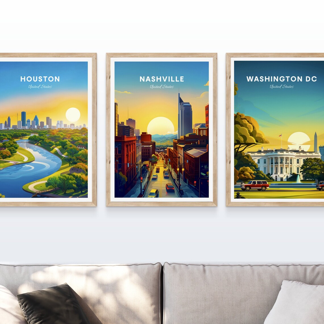 Nashville Tennessee Broadway Sunset Street View Travel Poster - Image 4