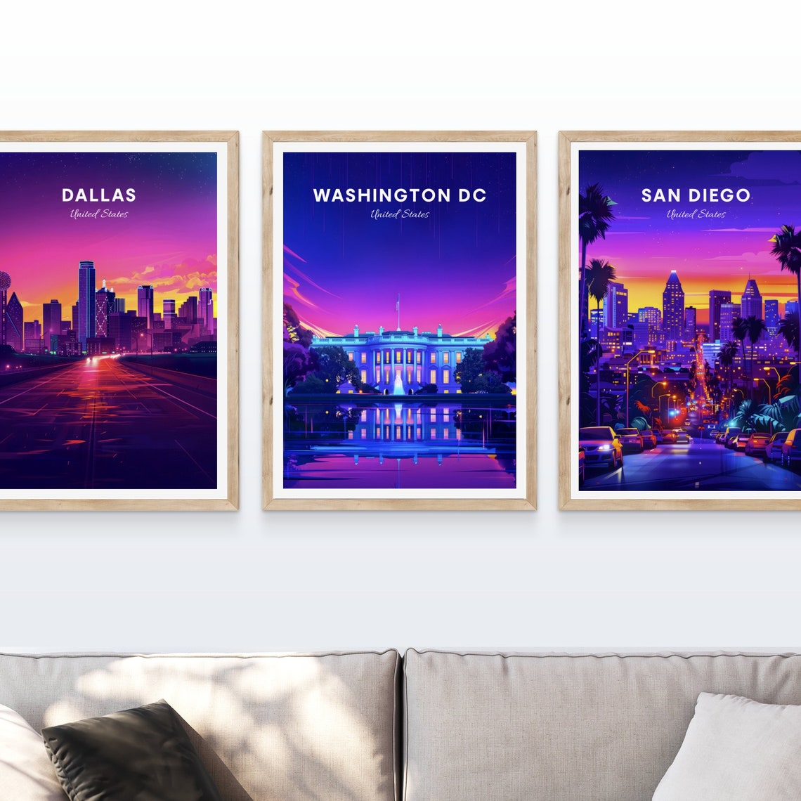 Washington DC White House Purple Night Sky Reflection Travel Poster - Image 4
