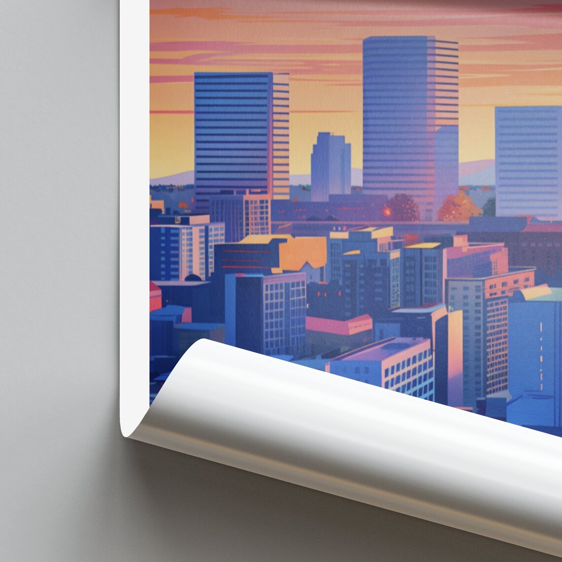 Montgomery Alabama Downtown Sunset Orange Skyline Travel Poster - Image 2