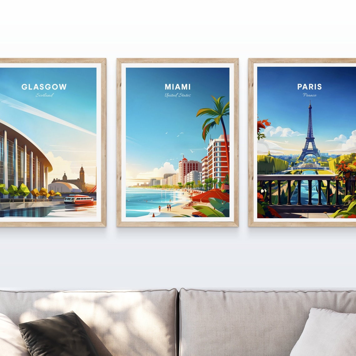 Miami Florida Beachfront Hotels Sunny Shore Palms Travel Poster - Image 4