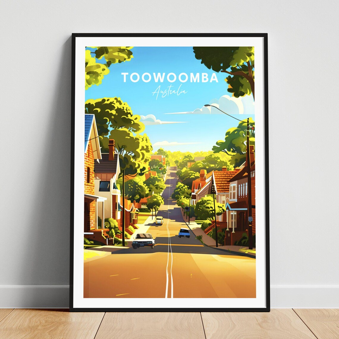 Toowoomba Australia Leafy Suburban Street Bright Summer Day Poster