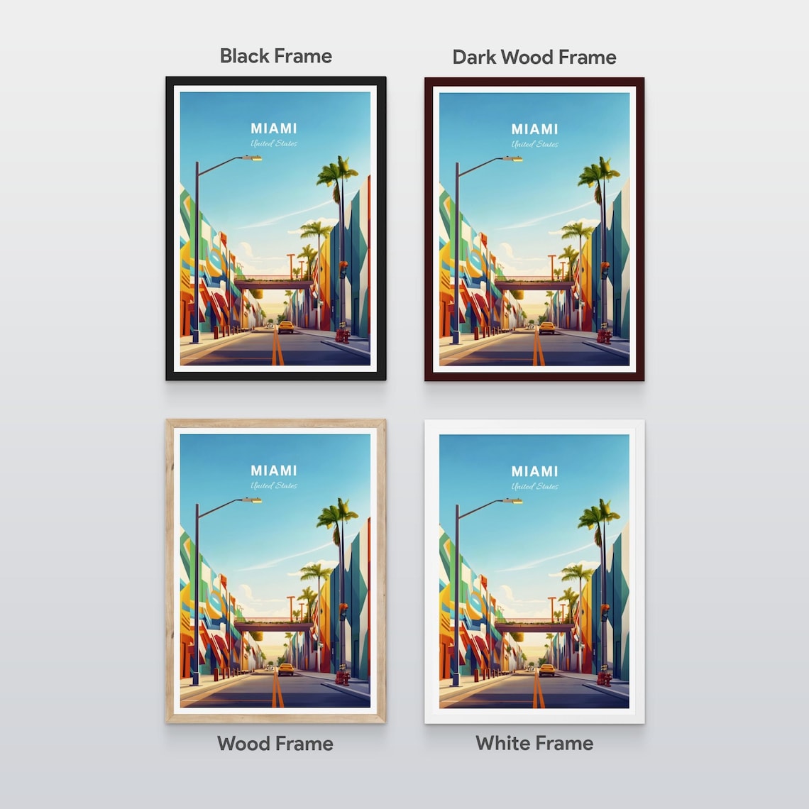 Miami Bright Street Art Murals Palm Boulevard Sunset Glow Poster - Image 2