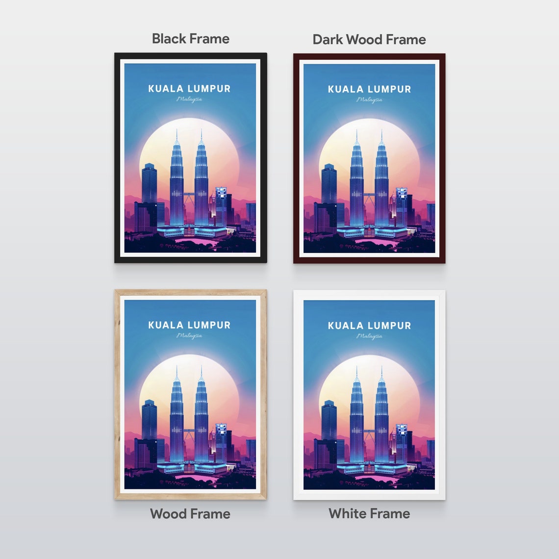 Kuala Lumpur Malaysia City Skyline Mountain Sunrise View Poster - Image 2