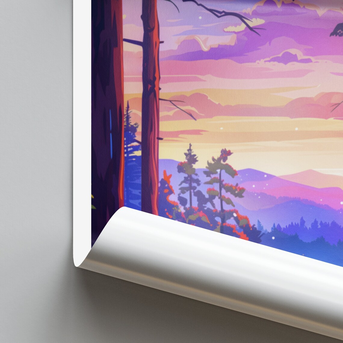 Great Smoky Mountains Black Bear Forest Sunset Travel Poster - Image 2