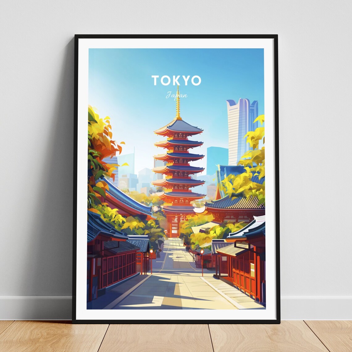 Tokyo Japan Five Story Pagoda Historic Old Town Street Art Poster