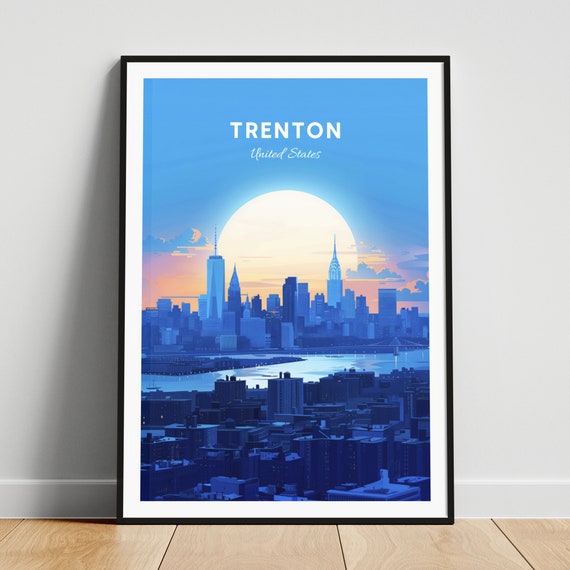 Trenton Travel Print Us Travel Poster Trenton Poster Trenton New Jersey Poster Personalized Gift Wedding Gift Custom Text