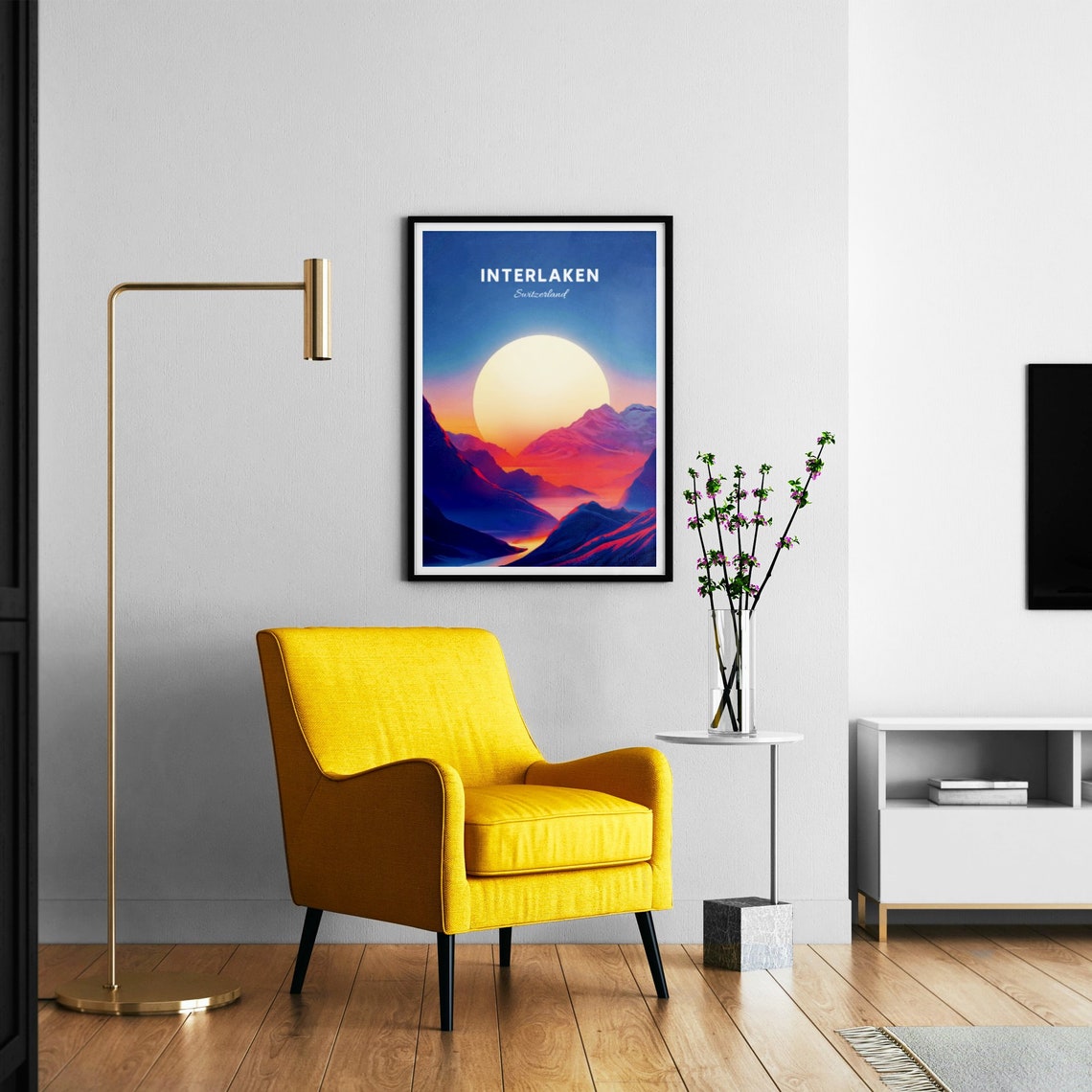 Interlaken Switzerland Vivid Sunset Over Mountain Valley Poster - Image 3
