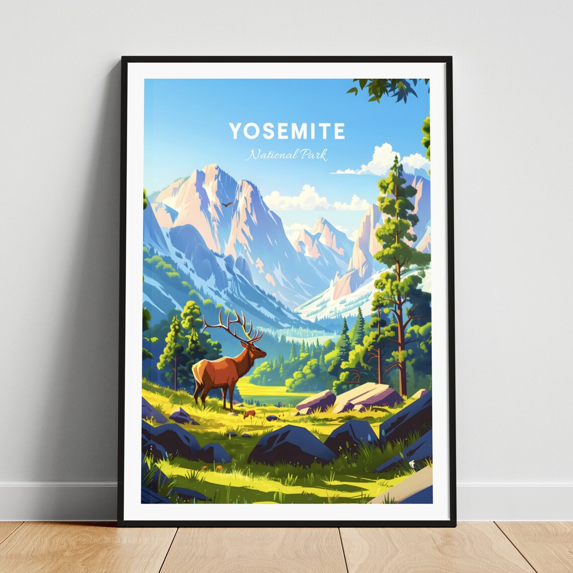 Yosemite National Park Meadow Buck Mountain Vista Morning Poster
