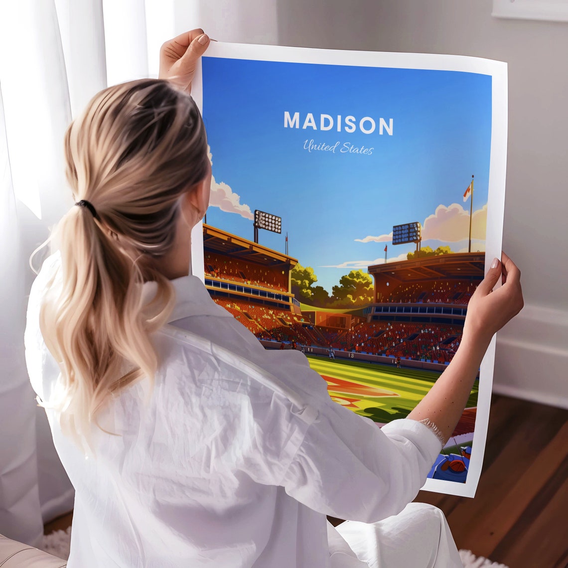 Madison Football Stadium Poster: Sunny Game Day View From Field Level - Image 3