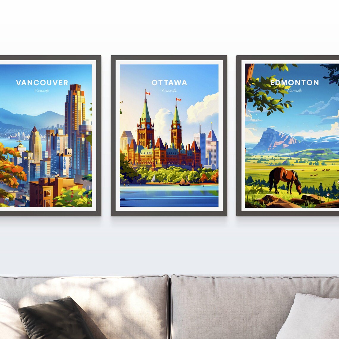 Ottawa Canada Parliament Twin Towers River Sailboats Travel Poster - Image 4