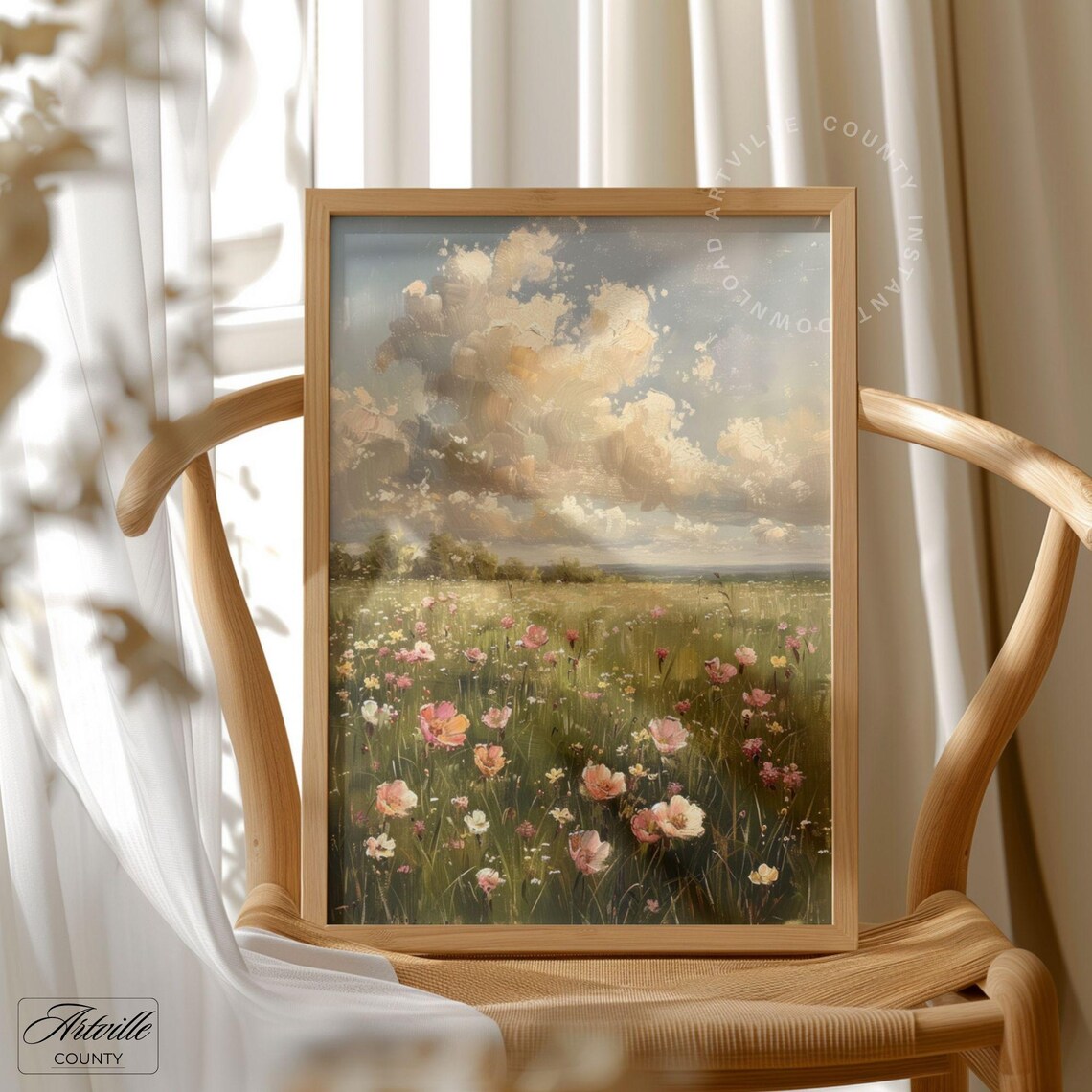 Vintage Spring Landscape Antique Wildflowers Art Print - Image 2