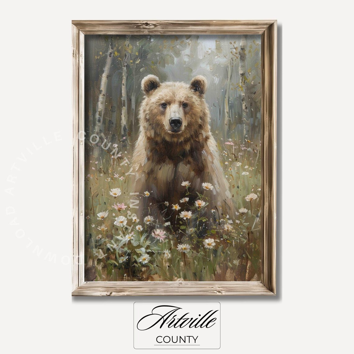 Bear Vintage Painting Woodland Animal Art Print