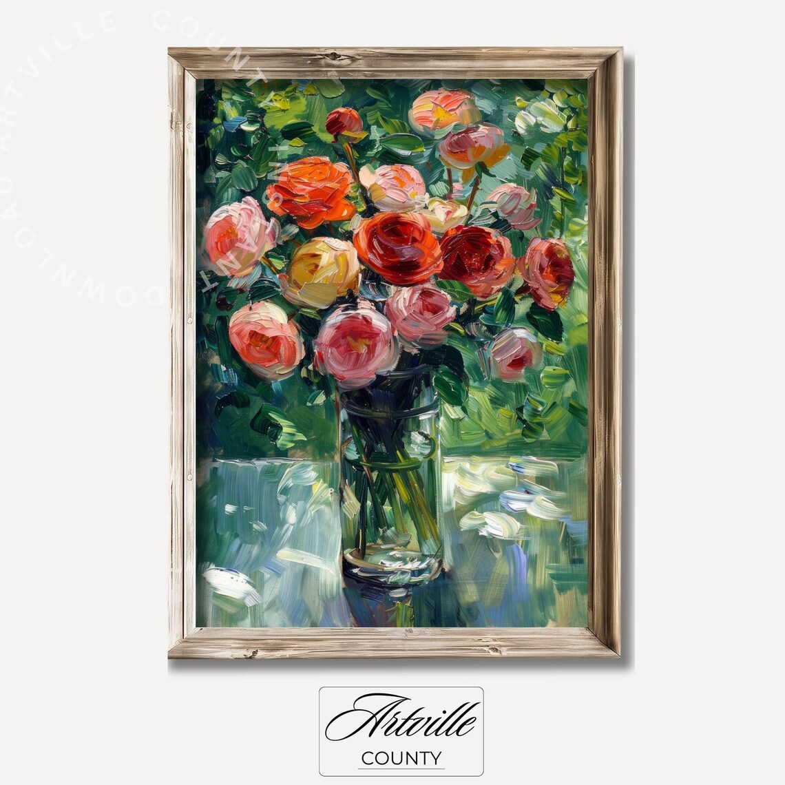 Roses In Vase Vintage Still Life Art Print