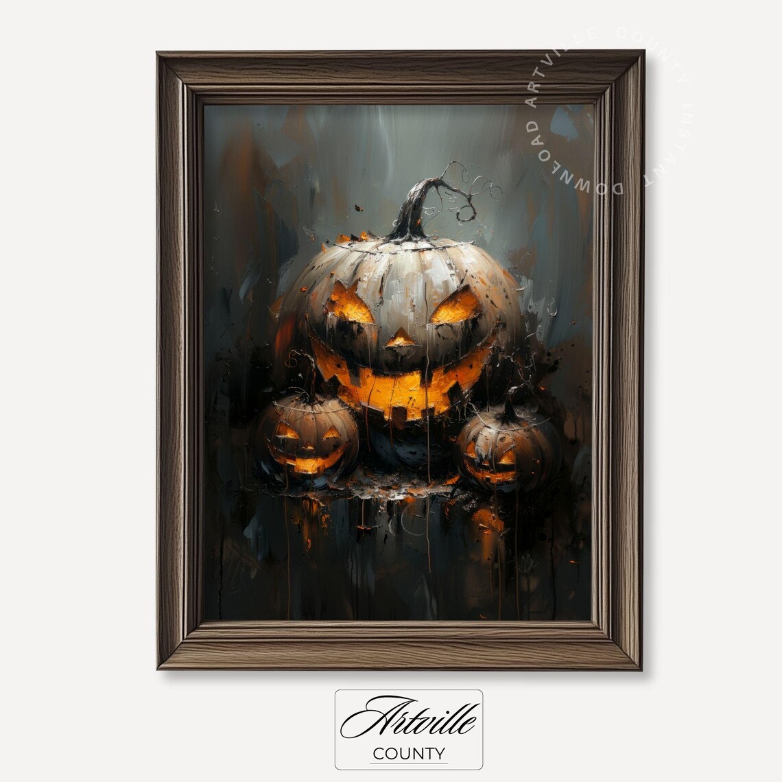Spooky Halloween Pumpkin Art Print, Dark Academia