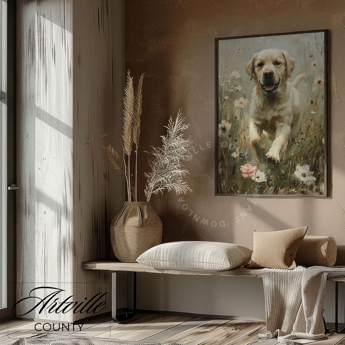 Vintage Dog Oil Painting Labrador Retriever Old Print Countryside Farmhouse Wall Art Hunting Dog Art Print Vintage Art - Image 4