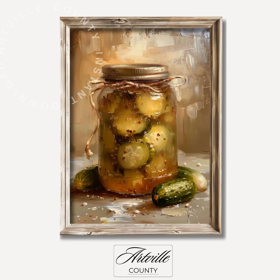 Vintage Pickle Jar Still Life Rustic Kitchen Canning Artwork Poster