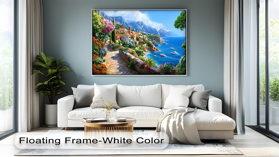 Italian Coastal Village Cliffside Mediterranean Sea View Poster