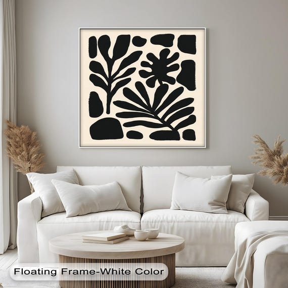 Black Leaf Canvas Wall Art Minimalist Botanical Print Modern Home Decor