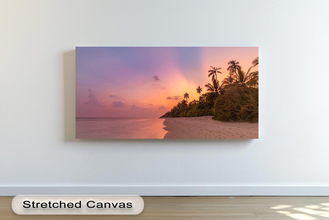 Pastel Sunset Beach Panoramic Serene Purple Pink Coast Poster