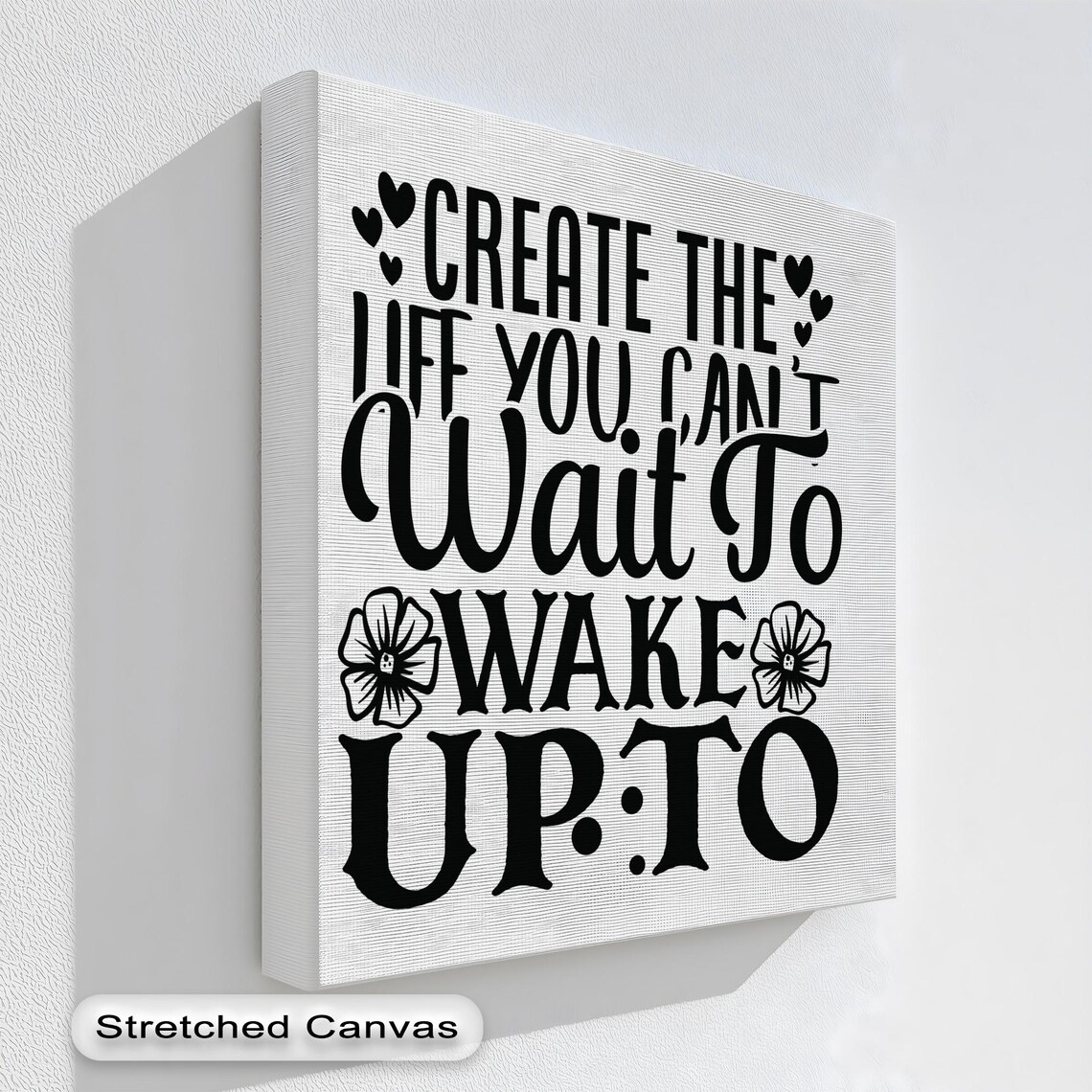 Motivational Canvas Wall Art Black And White Typography Natural Wood Frame