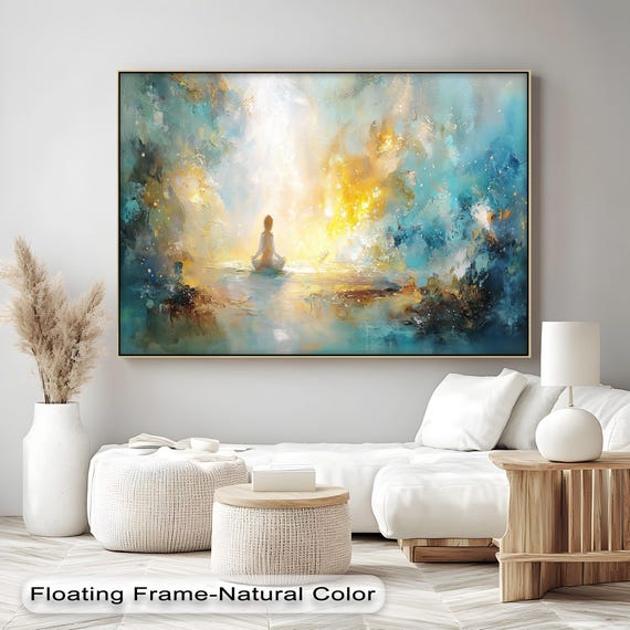 Meditation Light Glass Wall Art Abstract Zen Decor Spiritual Print