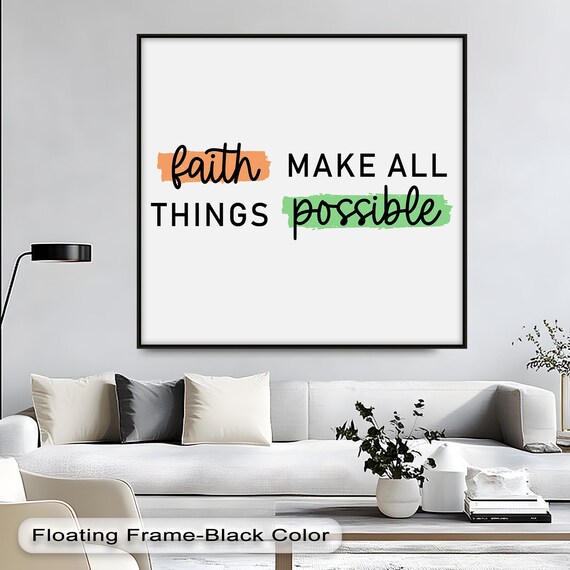 Faith Make All Things Possible Colorful Script Quote Wall Art